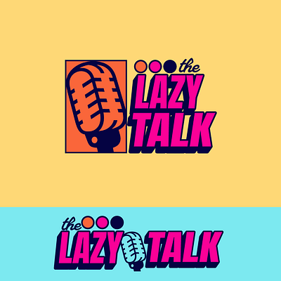 The Lazy Talk | Podcast Logo audio bold chat colorful design flat graphic illustration interview media microphone minimal podcast radio retro show talk vector vintage youtube