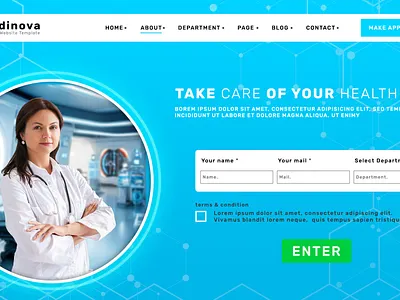 Health Care Web Design of Landing Page app design branding branding logo graphic design landing page photoshop thumbnail ui uiux web design website design