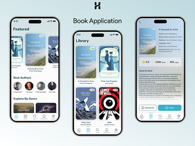 Book Application UI Design ✨ appdesign application book app booklover books branding ebookreader explorebooks goodreads libraryapp mobile mobileapp read reading ui ux