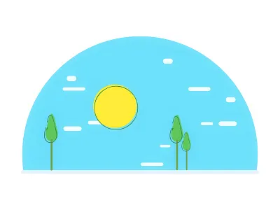 Scenery art blue clouds icons illustration line work lines sky summer tree vector