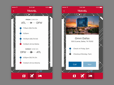 Travel Screens ios red travel ui ux