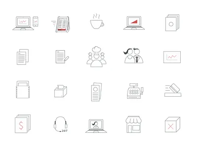 Storyous Product Point Of Sale Line Icons card coffee grids icons line point of sale pos printer storage store storyous support