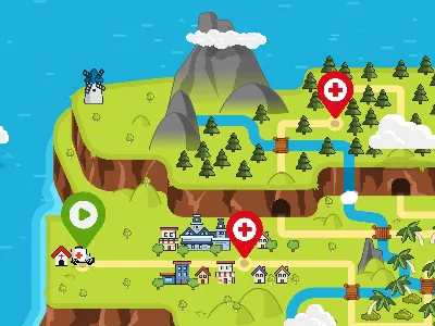 Vet Island game illustration island pets vector