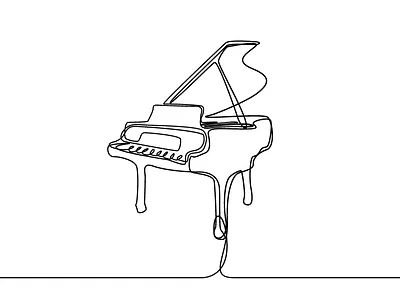 Piano Illustration black festival lines music piano white