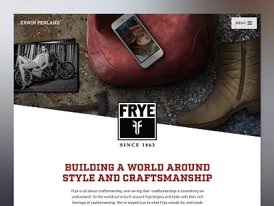 Frye case study bag boots color correction frye grunge landing page phone photo manipulation purse