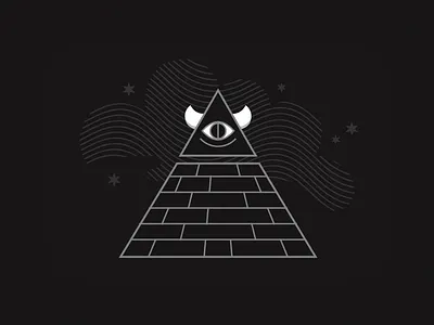 All Seeing clouds eye horns mystic pyramid sky