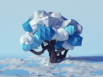 Low Poly (Imaginary) Winter Tree 3d blender low poly minimalistic model noise render scene tree winter