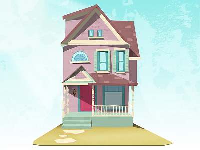 Pink House architecture concept cute design gamepiece house icon illustration painting photoshop pink