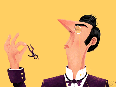Snob character editorial gif illustration monocle snob