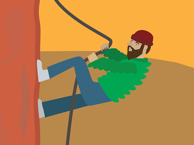 Climber character climbing man rock