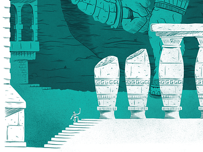 Shadow of the Colossus Digital Illustration art colossus columns digital art drawing fan art gaming illustration monster mountains rubble texture