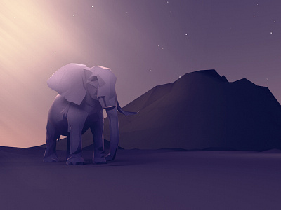 Elephant cinema 4d dusk elephant illustration low poly