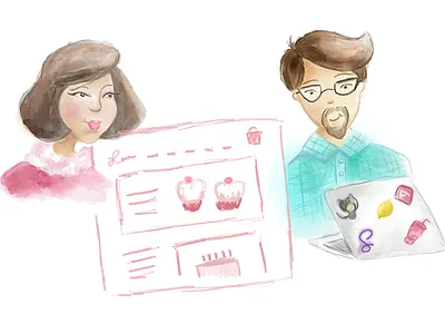 Rough concepting character illustration people ui watercolor