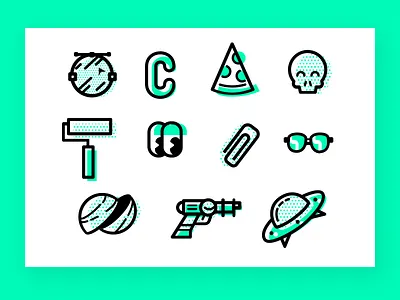Jupiter Icons coletivo design gun icons illustration ink jupiter laser planet ufo
