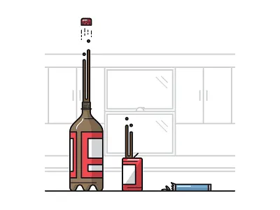 Soda + Mentos bottle can candy cap cola experiment illustration kitchen line work mentos pop soda