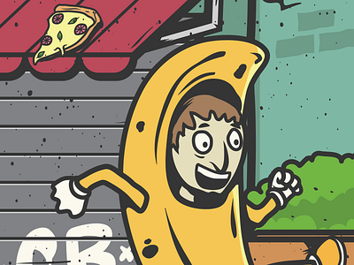 Banana Guy album cover banana costume pizza pop punk spray