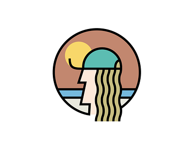 Surfer Dude badge line mono patch scenery skate streetwear surfer