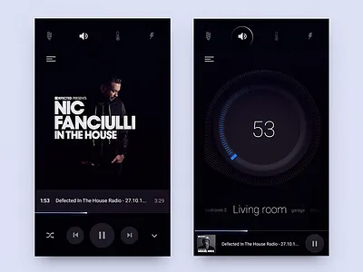 Sound Part of smart home product UI control energy house icons knob loader music os play smart home ui ux