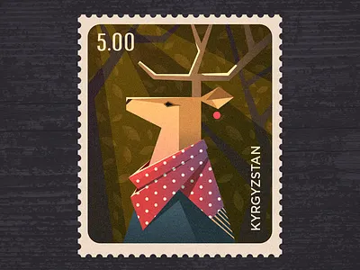 Deer animals deer kyrgyzstan postage stump