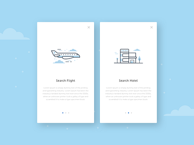 Search Flight & Hotel Illustration blue clean flight hotel illustration minimalist mobile search simple vector web