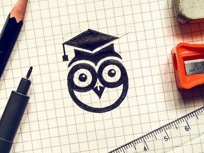 Iskoolu cap design education funny graduation illustration iskoolu logo owl school sketch