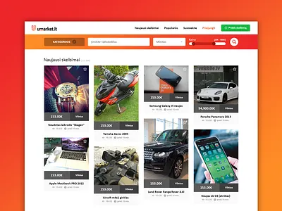 Design for Classified Ads' Website classifieds listings market marketplace masonry red warm web webdesign website yellow