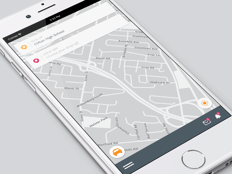 Fiax (Transportation App Mobile) app animated gif design map mobile search taxi transportation ui ux