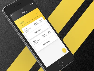 Search Bar app card material mobile road shipment ui ux yellow