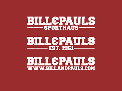 Bill and Pauls Sporthaus collegiate graphic design logo red stickers