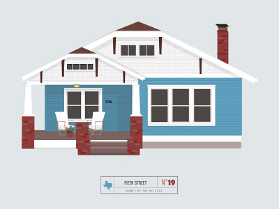 Homes of The Heights // No. 19 bright building heights house houston illustration line neighborhood series vector