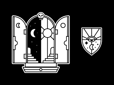 All Day & All Night brand branding day eye illustration logo mark moon night stairs stars sun