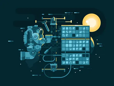 Astronaut astronaut character cosmos flat illustration kit8 outer repair space station vector