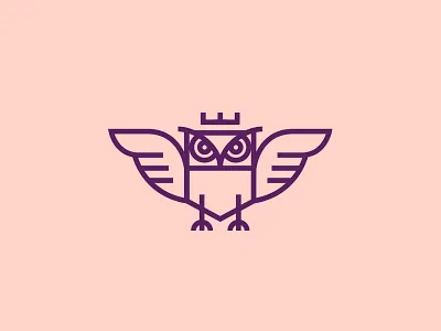 Owl animal bird branding crown head icon identity illustration owl security wings wisdom