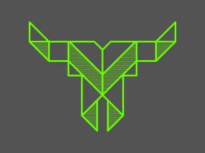 Bull Skull bull cowboy geometric line neon outline rodeo skull