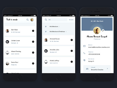 Shared contact list - Proto V1 to test on Invision cards contact invision list profile prototype shared test