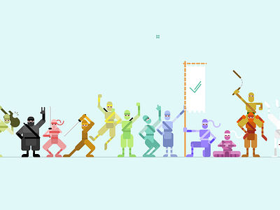 Super Fight Ninja Team agile characters collaboration course flag illustration management ninja scrum team vivifyscrum