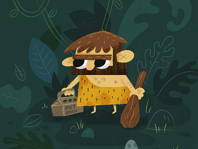 Caveman Sketch caveman forest pet rock