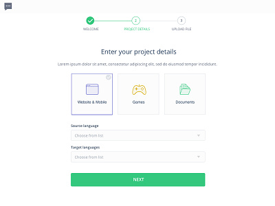 New project enter details project details setup flow user experience