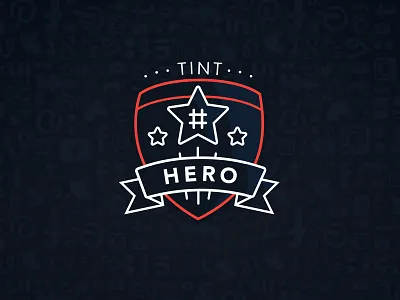 TINT Hero branding crest hashtag hero icon logo minimal ribbon shield star