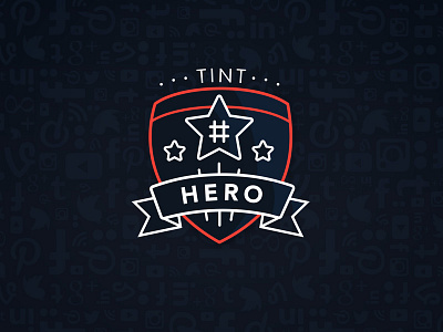 TINT Hero branding crest hashtag hero icon logo minimal ribbon shield star