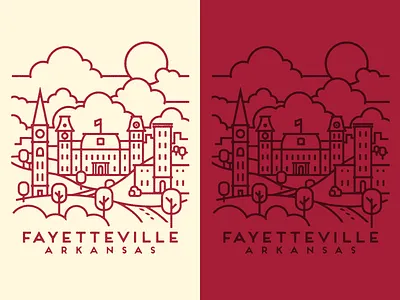 Fayetteville arkansas building city fayetteville illustration landscape monoline thick lines typeography vector