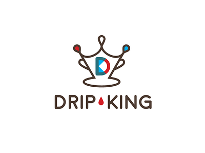 Drip King Coffee Logo coffee coffee shop drip coffee icon line logo