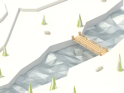 Landscape #2 | 6/3/16 3d blender isometric landscape low model poly snow study tree water winter