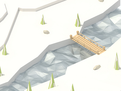 Landscape #2 | 6/3/16 3d blender isometric landscape low model poly snow study tree water winter