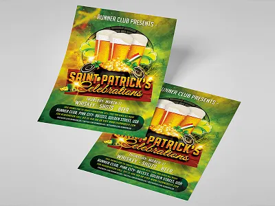Saint Patrick's Celebration Flyer Template bear celebration club cocktail dj flyer hot party print shots template whisky