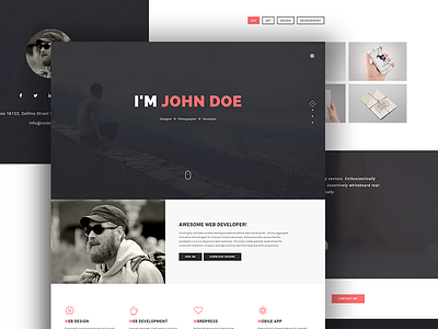 Ami personal template coderpixel creative cv design flat itsekhtiar market modern parallax personal portfolio resume