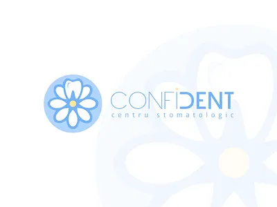 Confident Logo blue dental flower medical orthodontic petals teeth tooth yellow