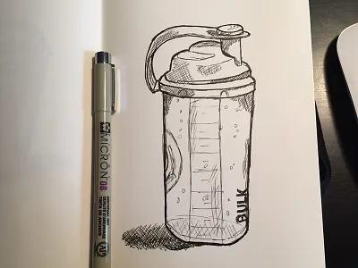 Protein Shake Bottle Sketch bottle handdrawn illustration ink monochrome shake sketch
