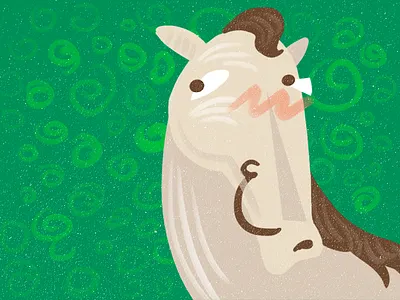 Shy animal digital green horse illustration painting shy