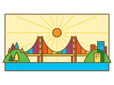 Happy Pride Month! <3 bridge golden gate bridge pride rainbow san francisco sf sun